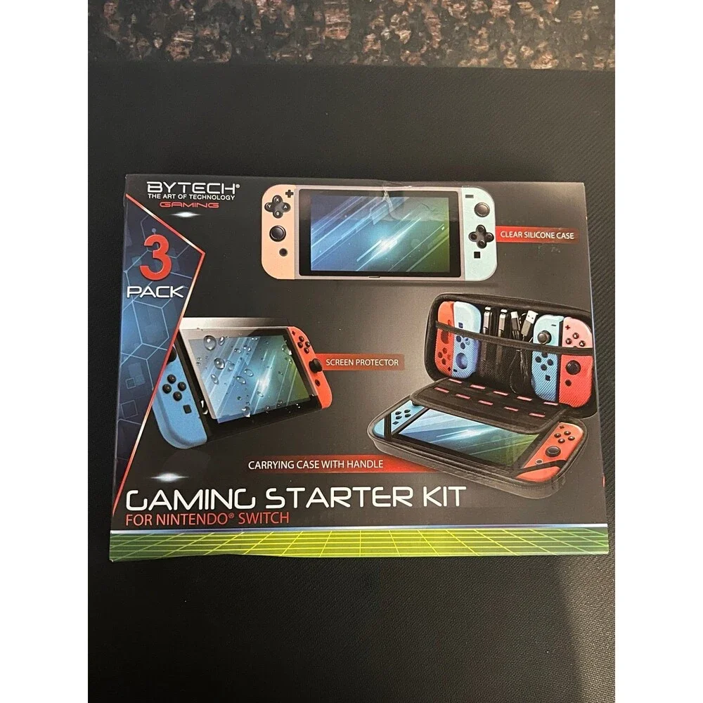 Nintendo Switch Starter Pack Carrying Case, Clear Silicone Case Screen Protector